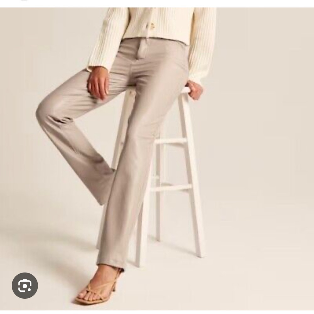 Faux leather beige pants Abercrombie